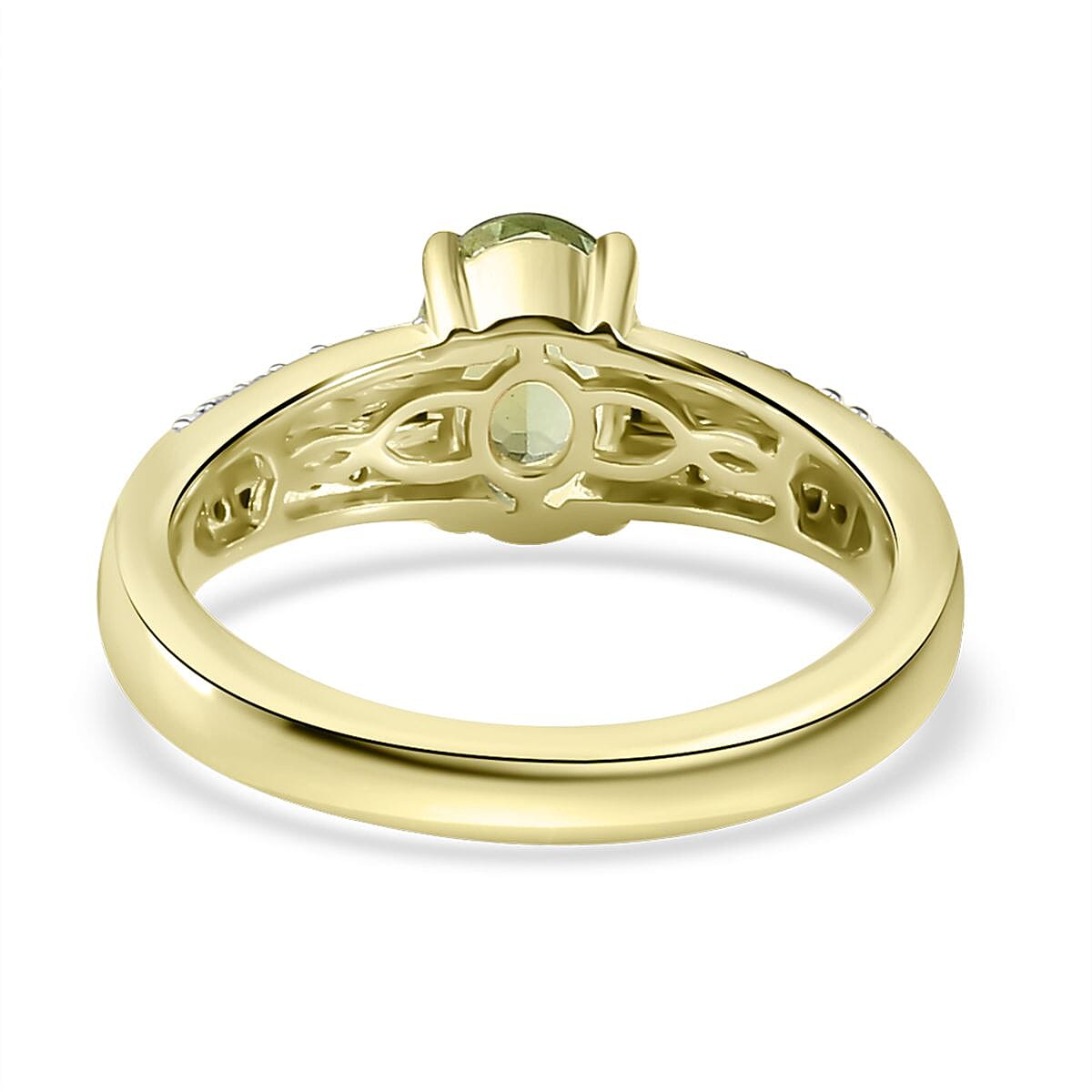 Luxoro 14K Green Gold AAA Natural Arikanga Tourmaline and G-H I2 Diamond Ring (Size 9.0) 4.50 Grams 1.15 ctw image number 4