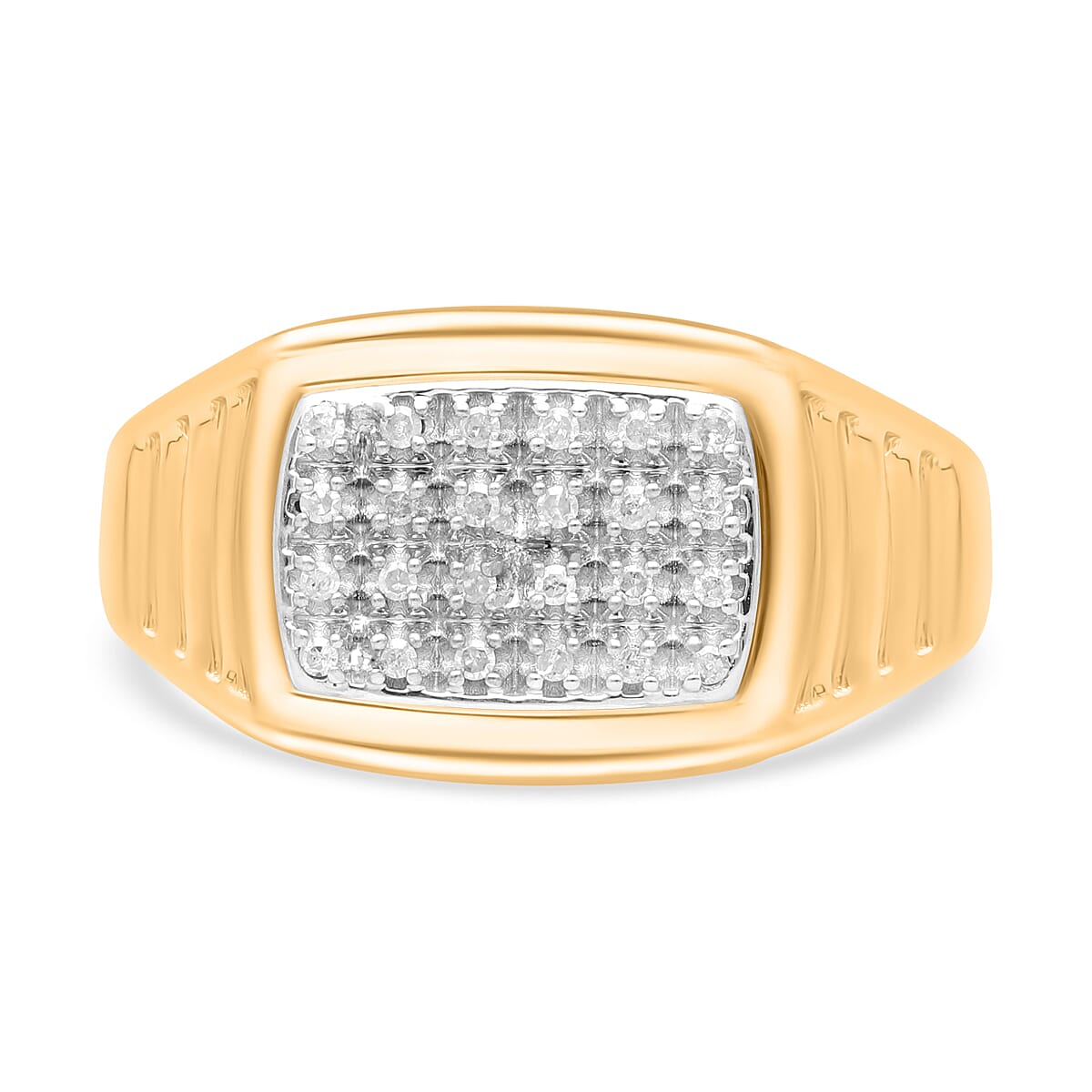 White Diamond Men's Ring in Vermeil Yellow Gold Over Sterling Silver (Size 12.0) 0.10 ctw image number 0
