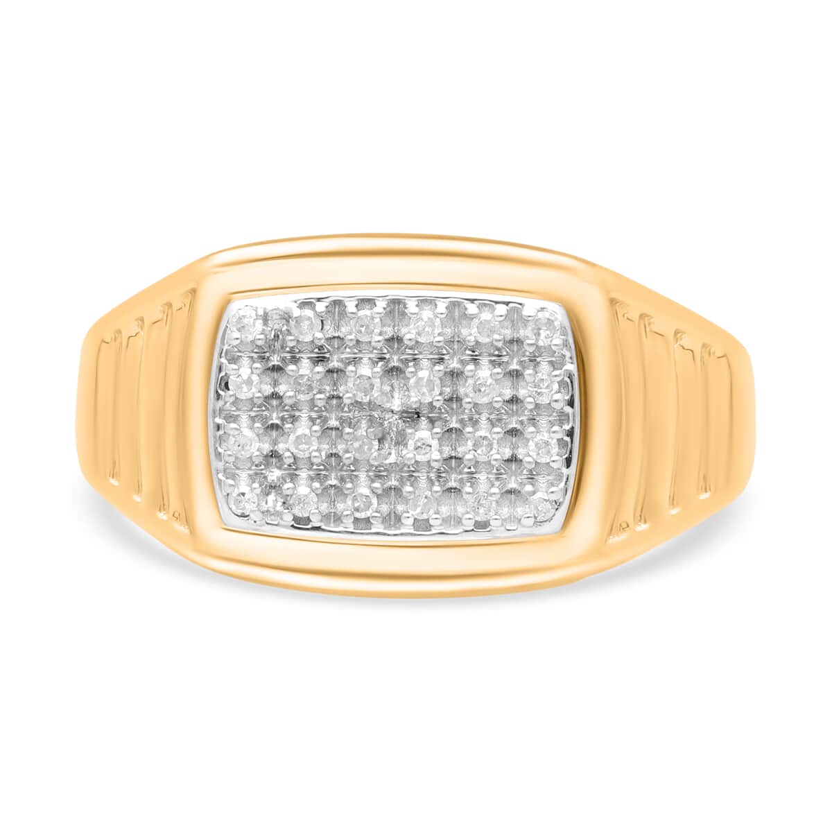 White Diamond Men's Ring in Vermeil Yellow Gold Over Sterling Silver (Size 13.0) 0.10 ctw image number 0