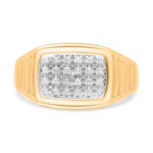 White Diamond Men's Ring in Vermeil Yellow Gold Over Sterling Silver (Size 13.0) 0.10 ctw