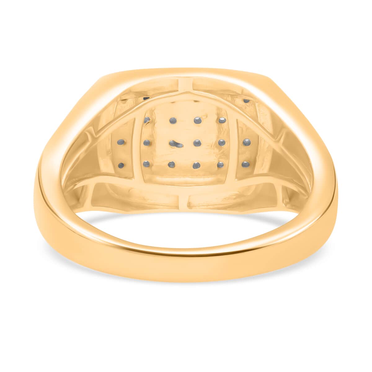 White Diamond Men's Ring in Vermeil Yellow Gold Over Sterling Silver (Size 13.0) 0.10 ctw image number 4