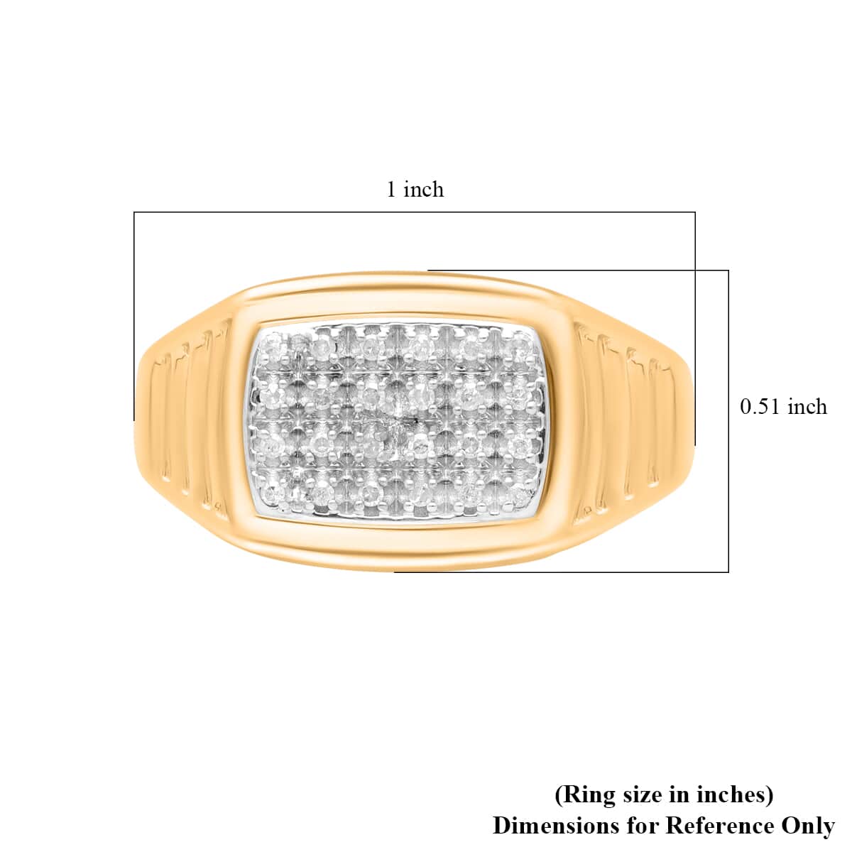 White Diamond Men's Ring in Vermeil Yellow Gold Over Sterling Silver (Size 13.0) 0.10 ctw image number 5