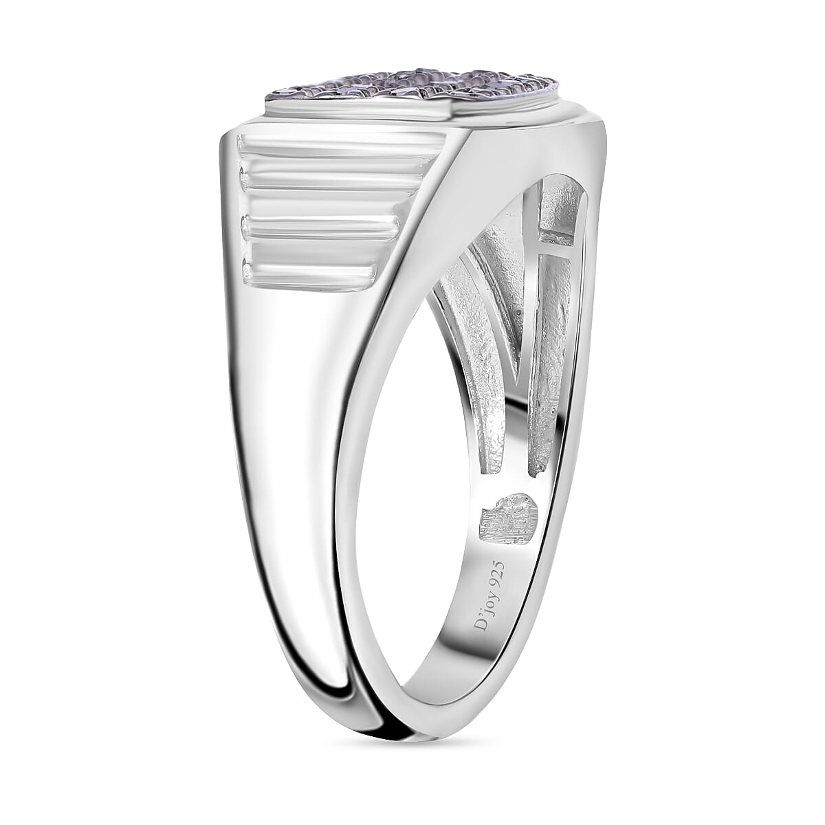 Black Diamond Men's Ring in Platinum Over Sterling Silver (Size 11.0) 0.10 ctw image number 3