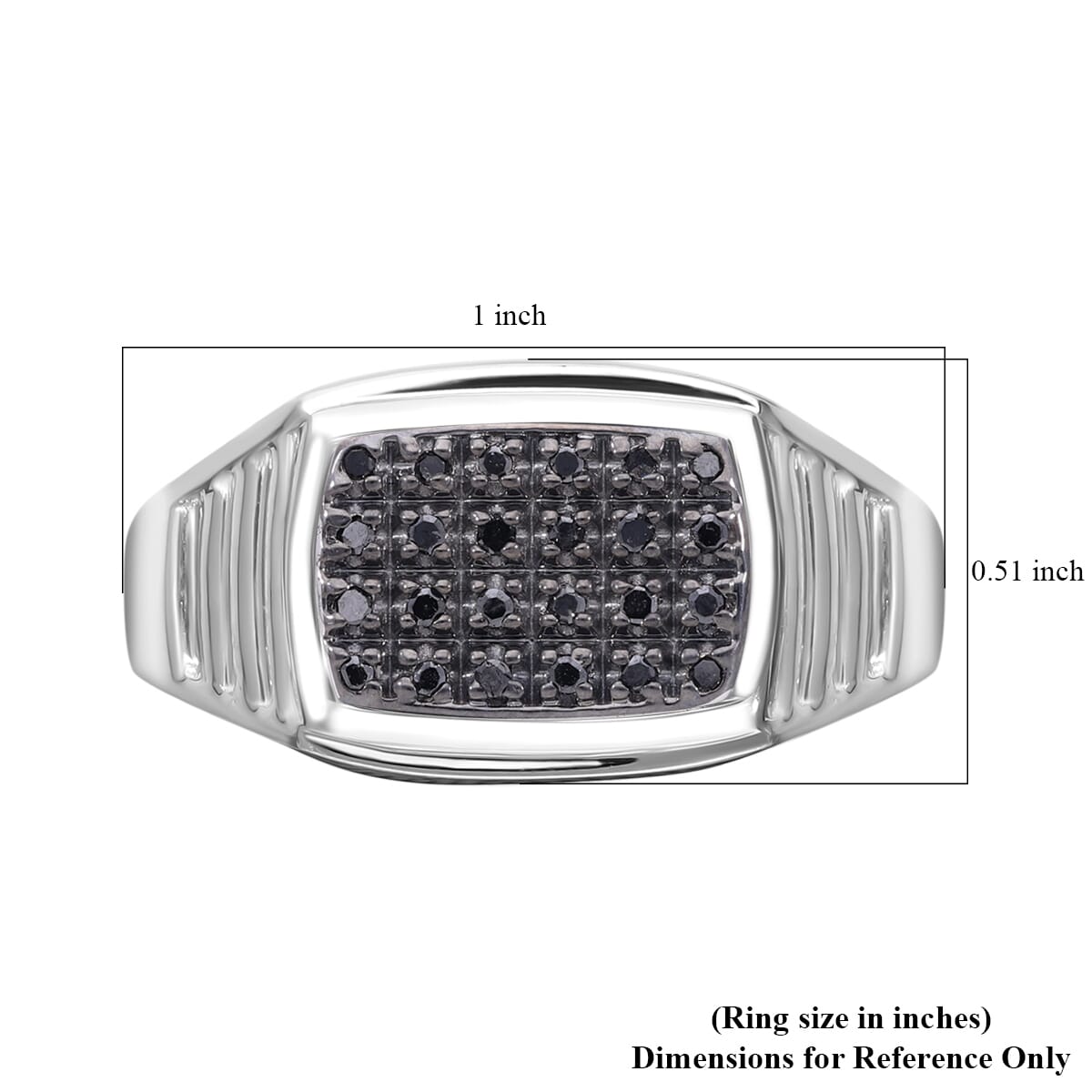 Black Diamond Men's Ring in Platinum Over Sterling Silver (Size 12.0) 0.10 ctw image number 5