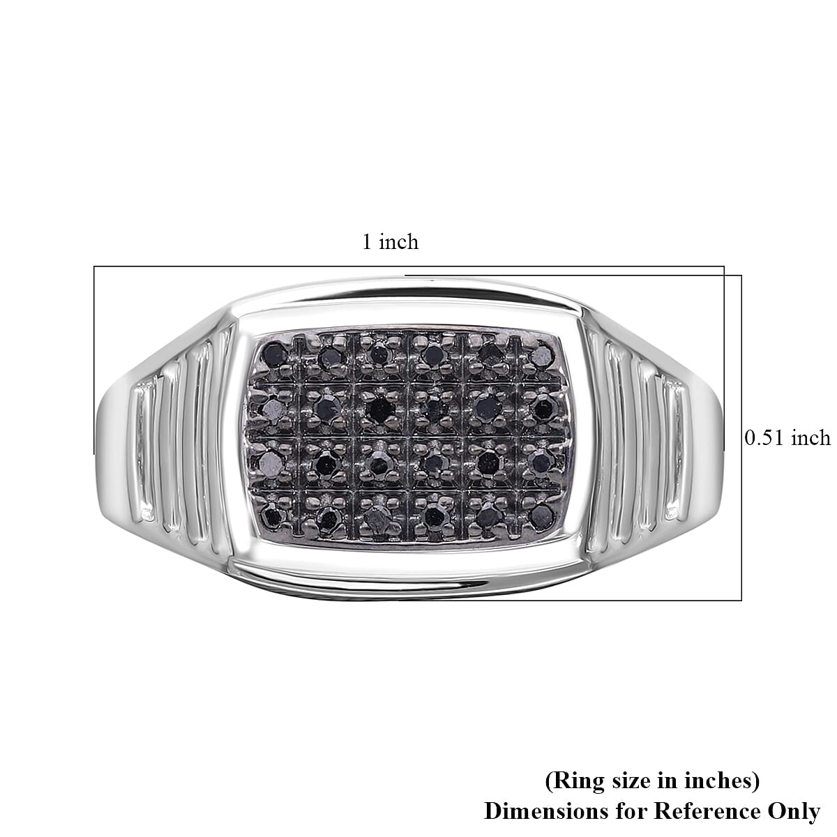 Black Diamond Men's Ring in Platinum Over Sterling Silver (Size 9.0) 0.10 ctw image number 5