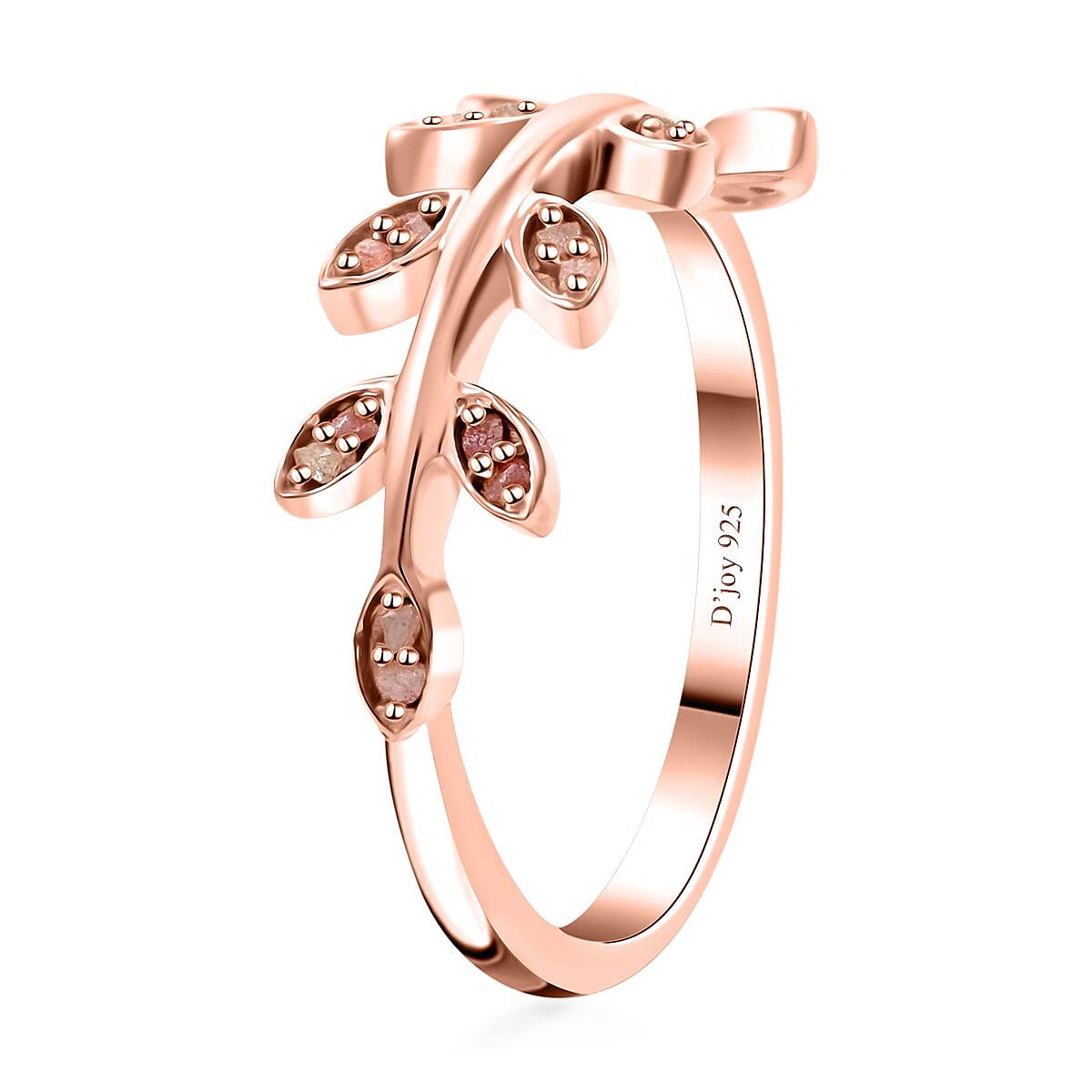 Uncut Natural Pink Diamond Ring in Vermeil RG Over Sterling Silver (Size 7.0) 0.10 ctw