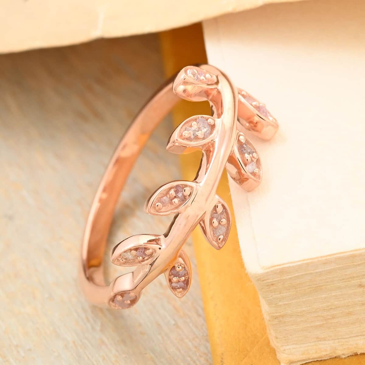 Uncut Natural Pink Diamond Ring in Vermeil Rose Gold Over Sterling Silver (Size 7.0) 0.10 ctw image number 1