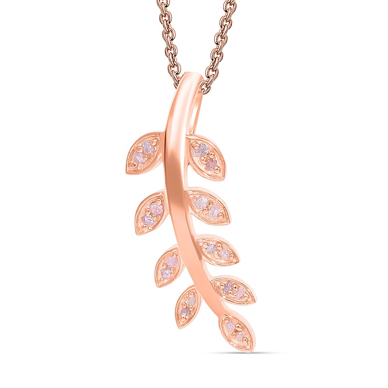 Uncut Natural Pink Diamond Pendant in Vermeil Rose Gold Over Sterling Silver 0.10 ctw
