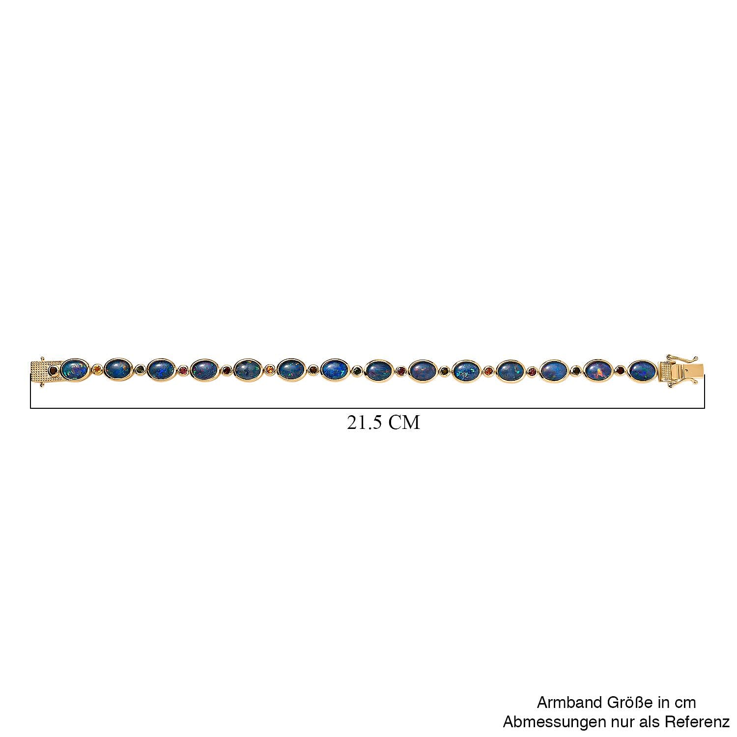 Boulder Opal Triplet and Multi Tourmaline 16.05 ctw Bracelet in 18K Vermeil Yellow Gold Over Sterling Silver (7.50 In)