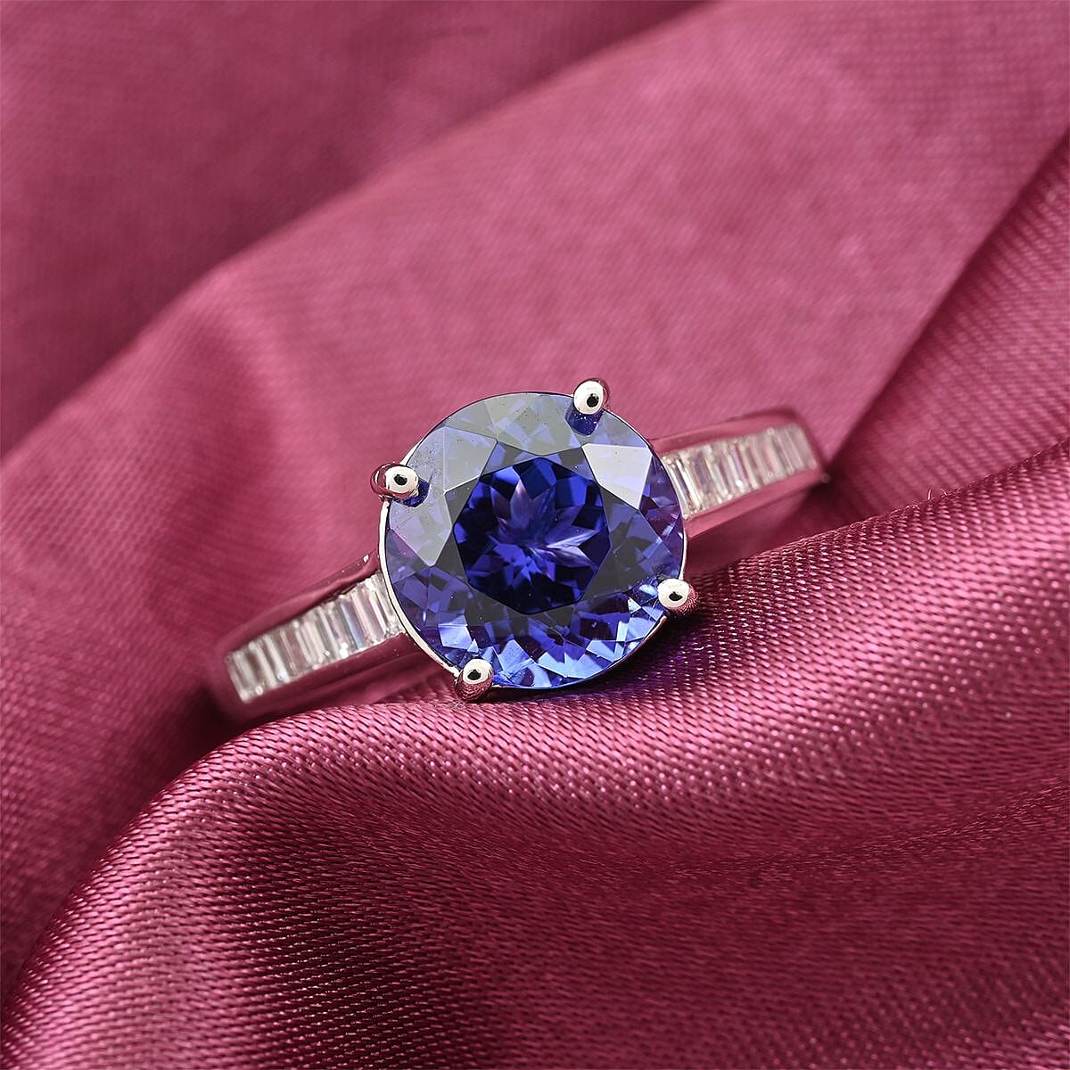 Certified & Appraised Rhapsody 950 Platinum AAAA Tanzanite and E-F VS Diamond Ring (Size 10.0) 5.25 Grams 3.25 ctw image number 1