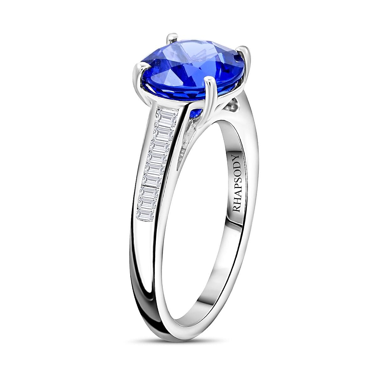 Certified & Appraised Rhapsody 950 Platinum AAAA Tanzanite and E-F VS Diamond Ring (Size 10.0) 5.25 Grams 3.25 ctw image number 3