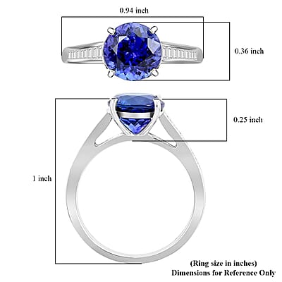 Certified & Appraised Rhapsody 950 Platinum AAAA Tanzanite and E-F VS Diamond Ring (Size 10.0) 5.25 Grams 3.25 ctw