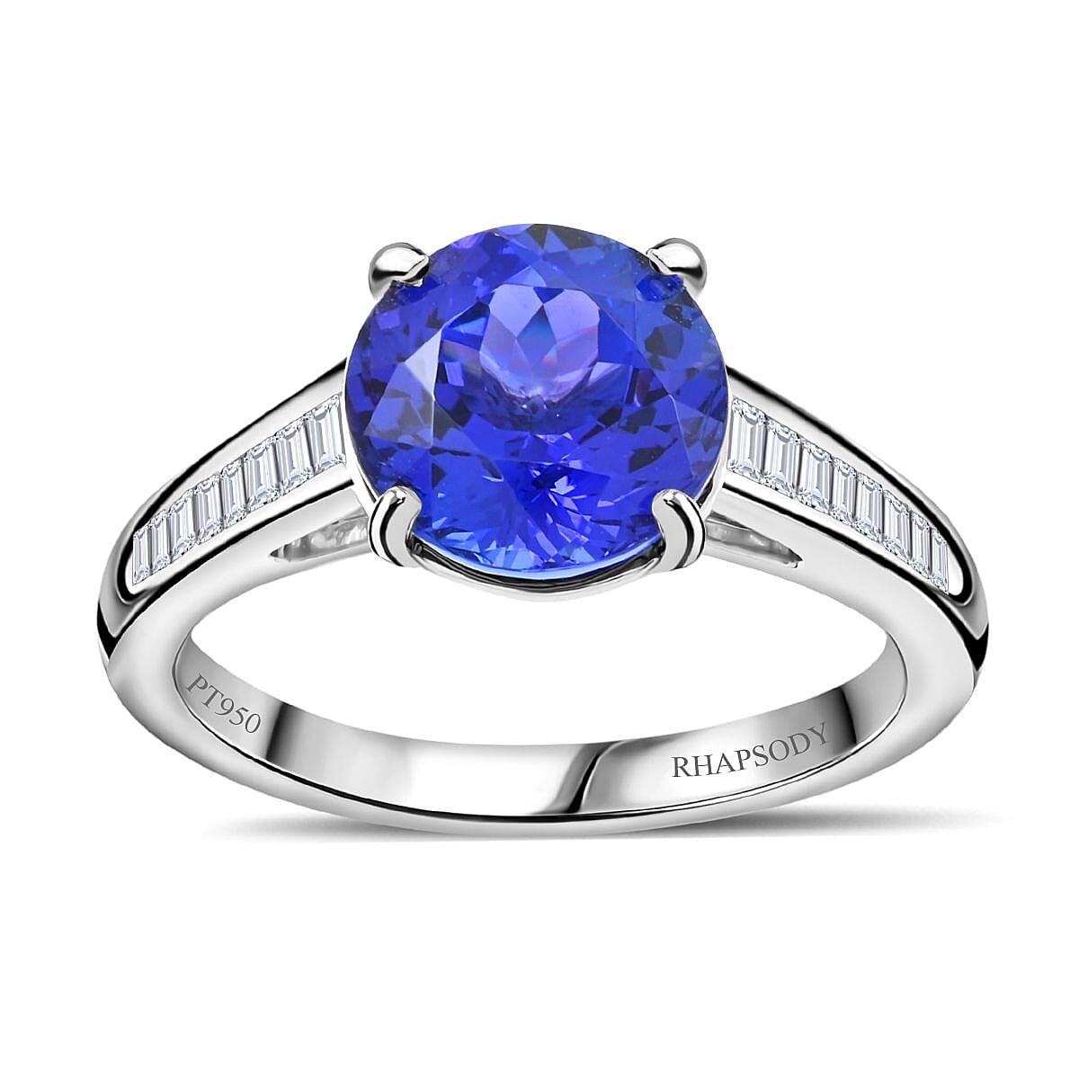 Certified & Appraised Rhapsody 950 Platinum AAAA Tanzanite, Diamond (E-F, VS) Ring (Size 11.0) (5.25 g) 3.05 ctw image number 0