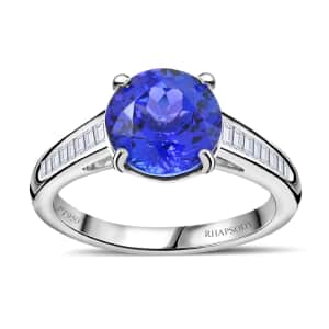 Certified & Appraised Rhapsody 950 Platinum AAAA Tanzanite and E-F VS Diamond Ring (Size 6.0) 5.25 Grams 3.25 ctw