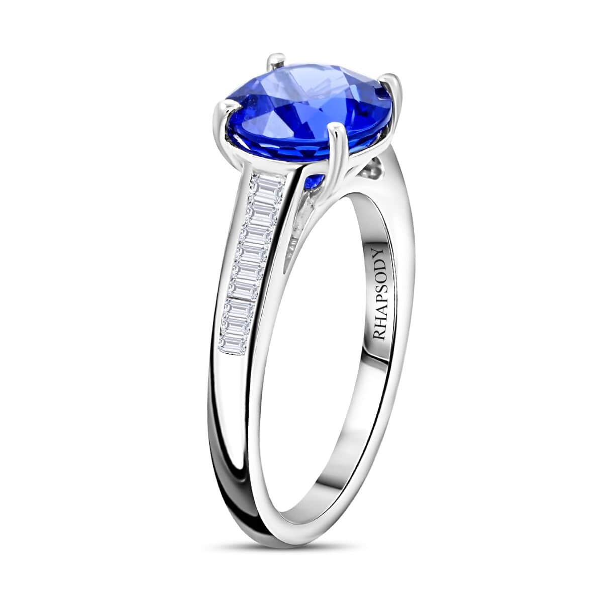 Certified & Appraised Rhapsody 950 Platinum AAAA Tanzanite and E-F VS Diamond Ring (Size 6.0) 5.25 Grams 3.25 ctw image number 3