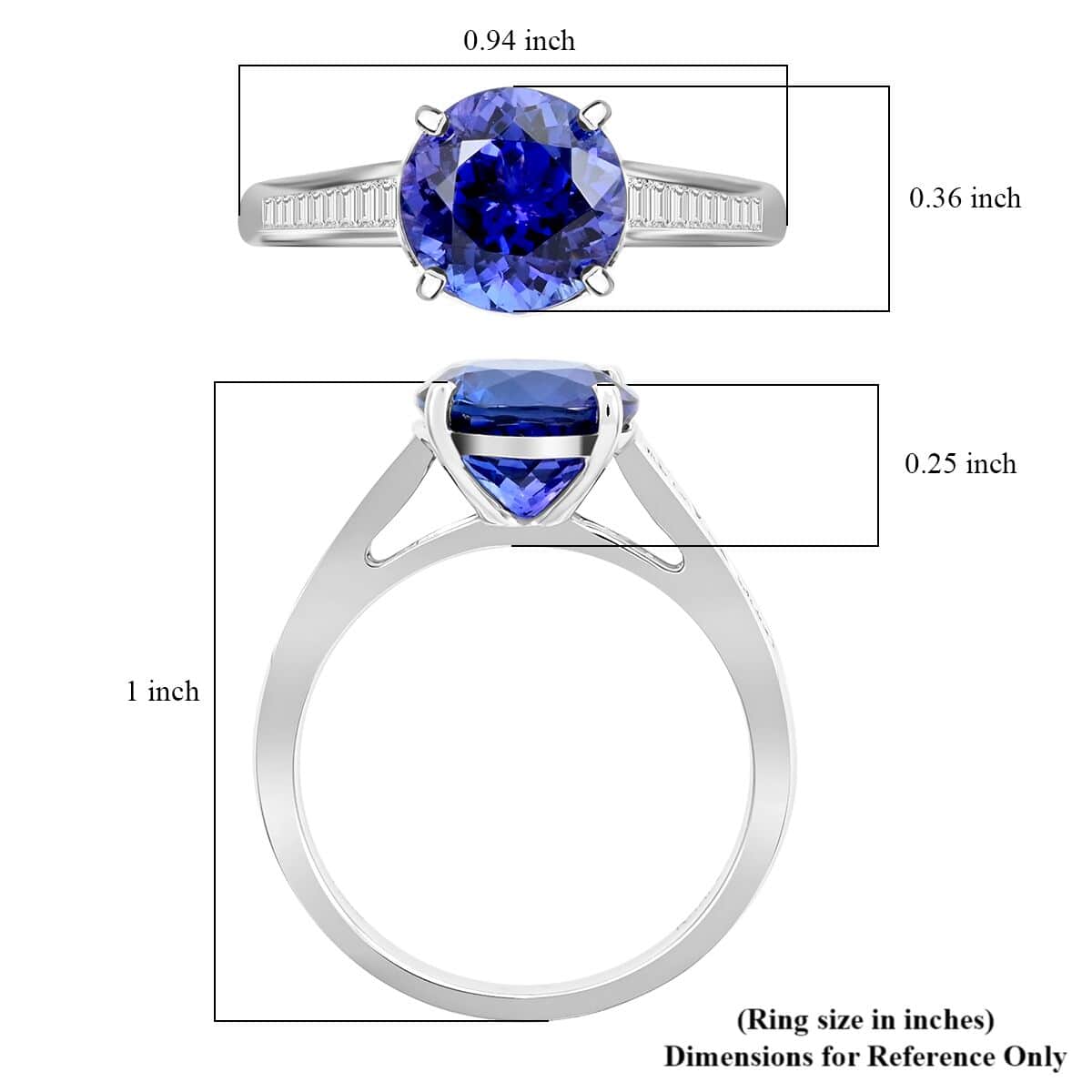 Certified & Appraised Rhapsody 950 Platinum AAAA Tanzanite and E-F VS Diamond Ring (Size 6.0) 5.25 Grams 3.25 ctw image number 4