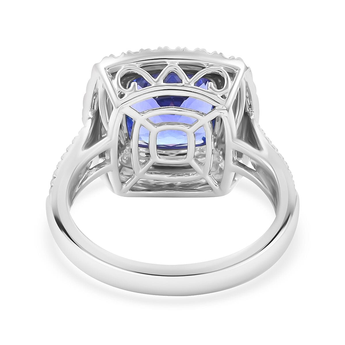 Certified & Appraised Rhapsody 950 Platinum AAAA Tanzanite and E-F VS Diamond Ring (Size 6.5) 10.45 Grams 5.75 ctw image number 4