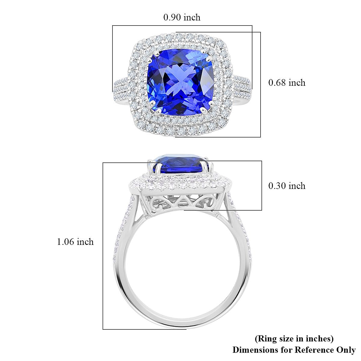 Certified & Appraised Rhapsody 950 Platinum AAAA Tanzanite and E-F VS Diamond Ring (Size 6.5) 10.45 Grams 5.75 ctw image number 5