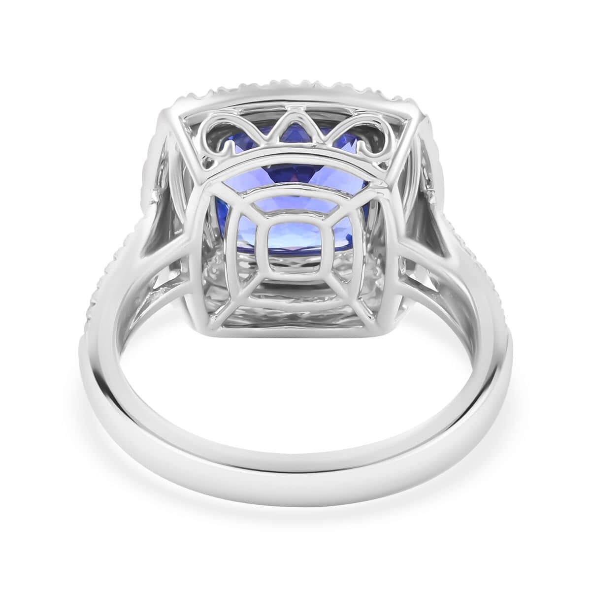 Certified & Appraised Rhapsody 950 Platinum AAAA Tanzanite and E-F VS Diamond Ring (Size 8.0) 10.45 Grams 5.75 ctw image number 4