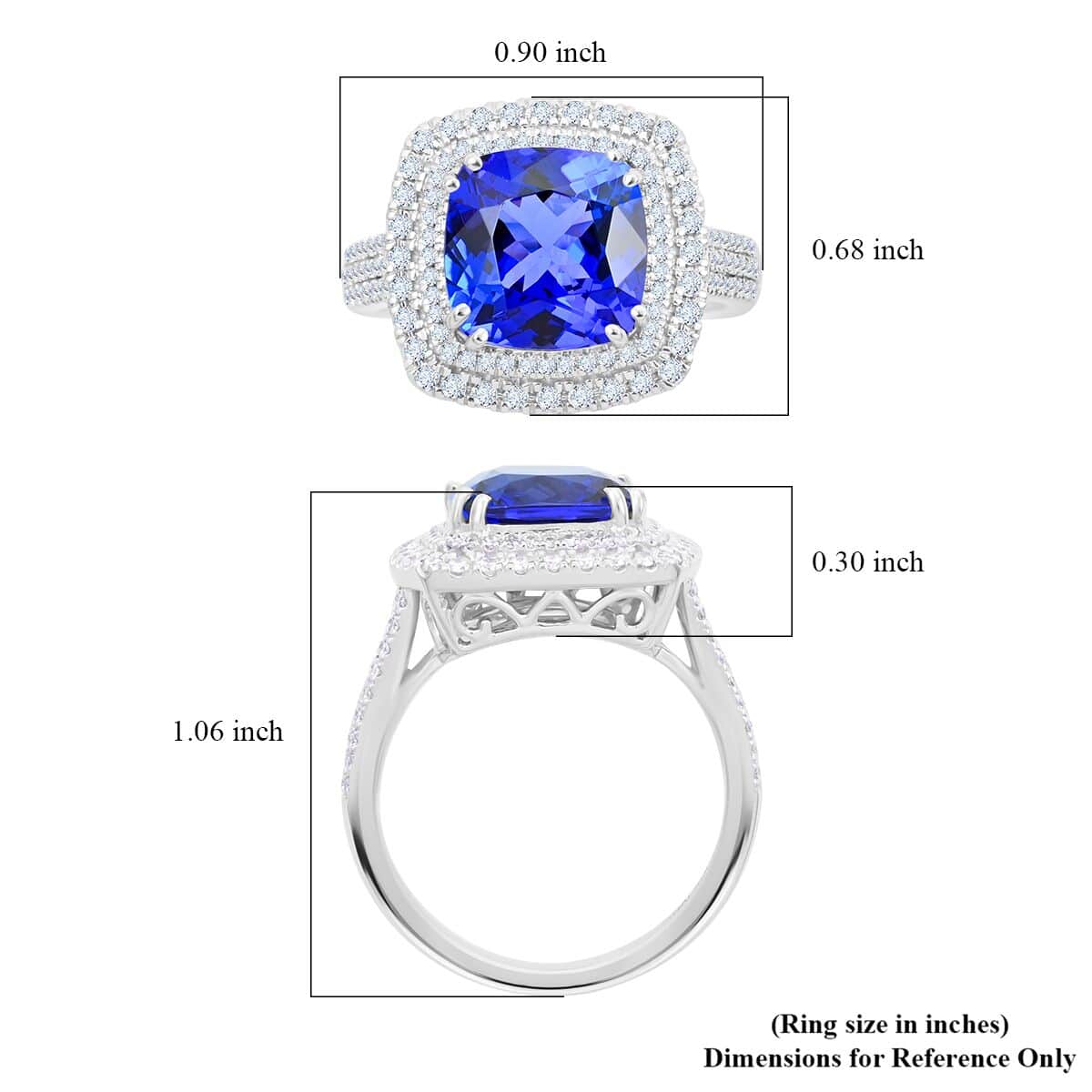 Certified & Appraised Rhapsody 950 Platinum AAAA Tanzanite and E-F VS Diamond Ring (Size 8.0) 10.45 Grams 5.75 ctw image number 5