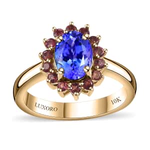 Luxoro Premium Tanzanite and Ofiki Rubellite 1.75 ctw Patriotic Pride Ring in 10K Yellow Gold (Size 10.0)