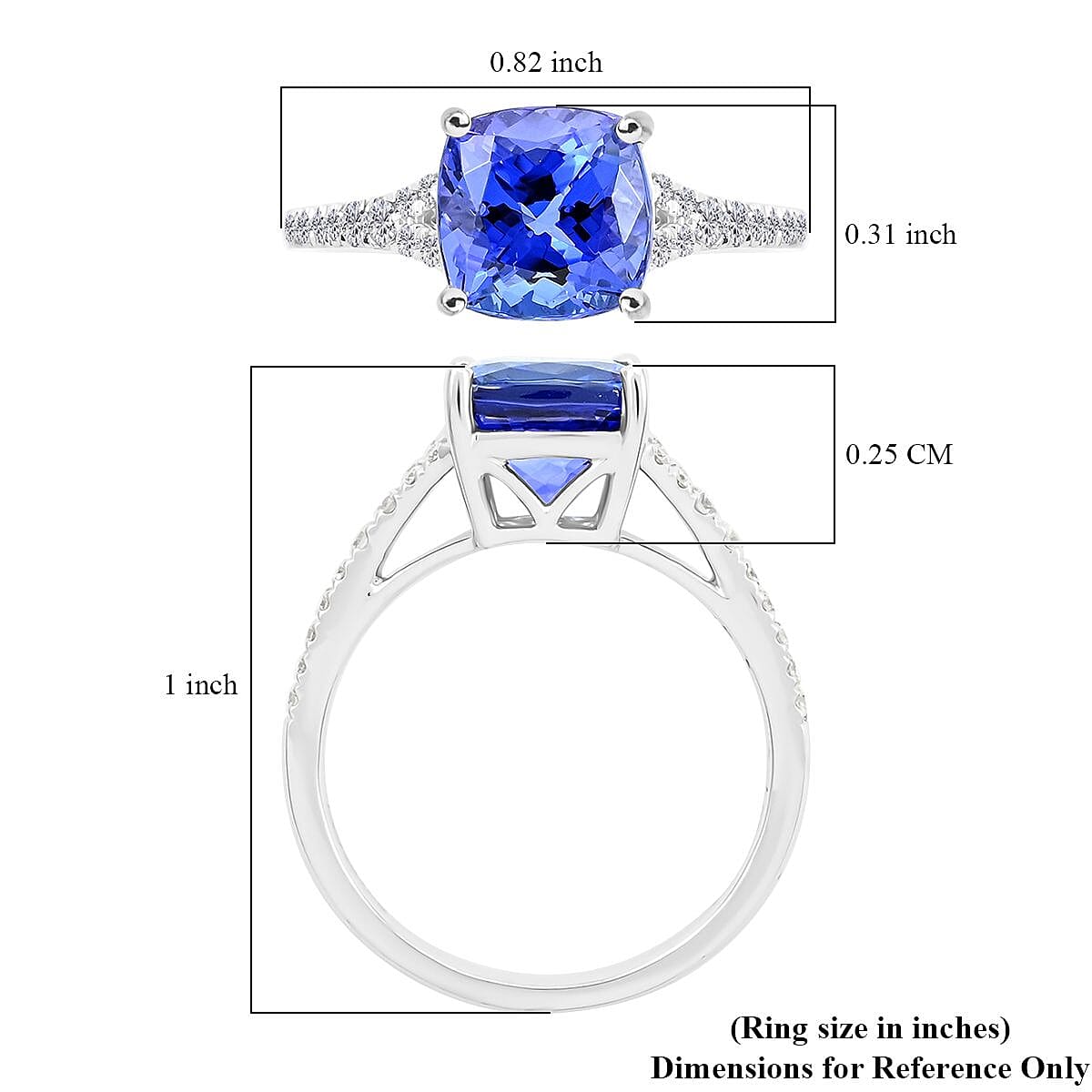 Certified & Appraised Rhapsody 950 Platinum AAAA Tanzanite and E-F VS Diamond Ring (Size 10.0) 4.45 Grams 2.85 ctw