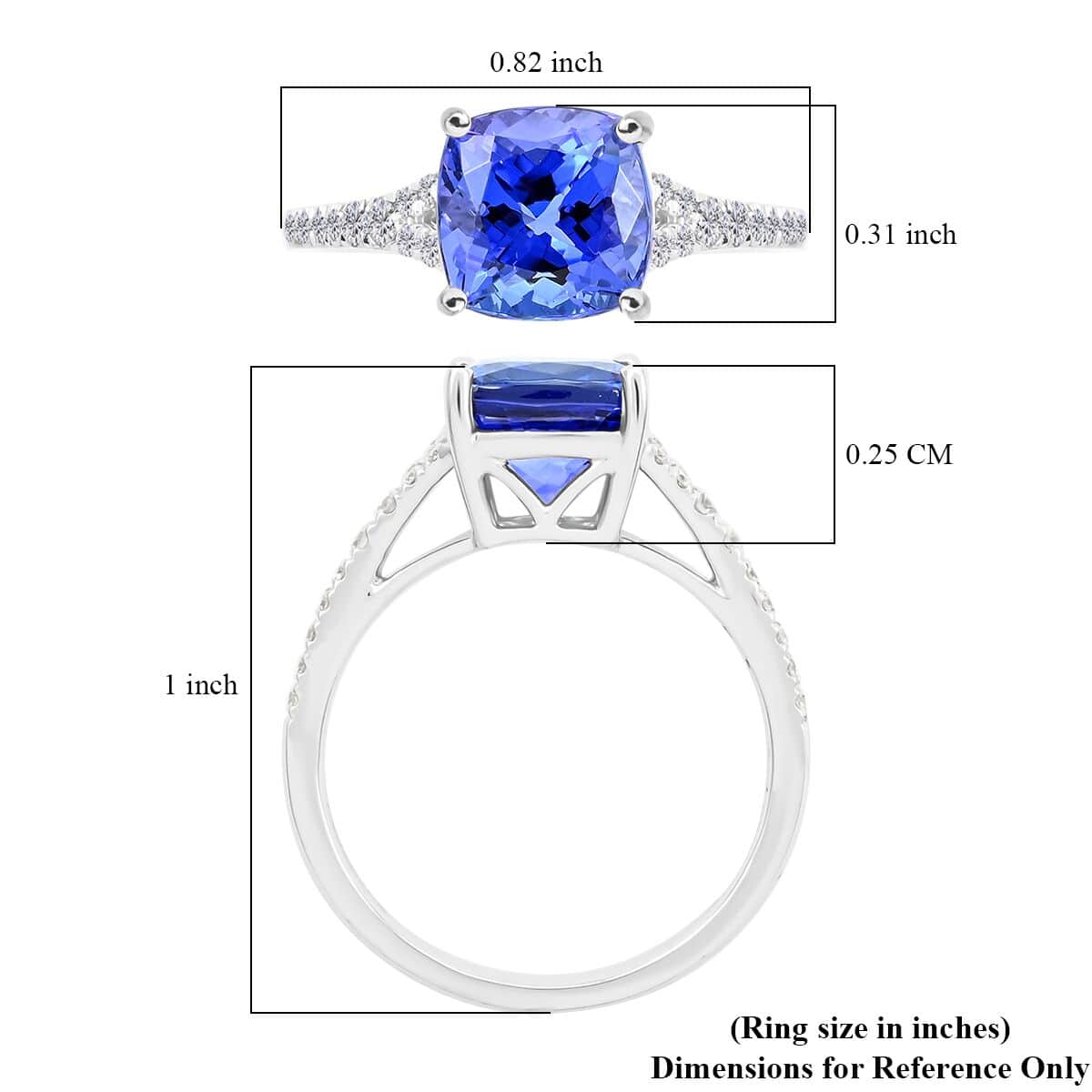 Certified & Appraised Rhapsody 950 Platinum AAAA Tanzanite and E-F VS Diamond Ring (Size 10.0) 4.45 Grams 2.85 ctw image number 5