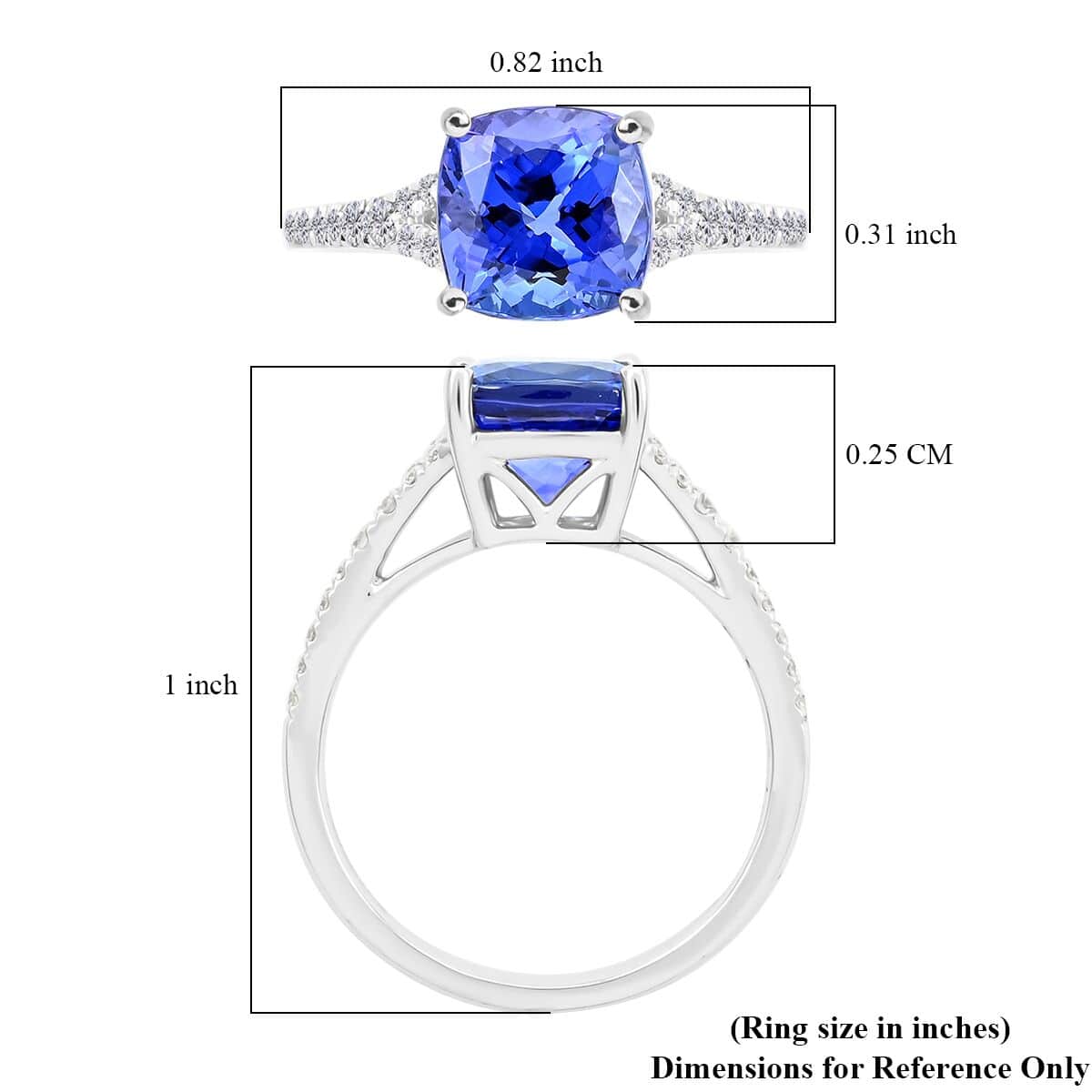 Certified & Appraised Rhapsody 950 Platinum AAAA Tanzanite and E-F VS Diamond Ring (Size 6.0) 4.45 Grams 2.85 ctw image number 5