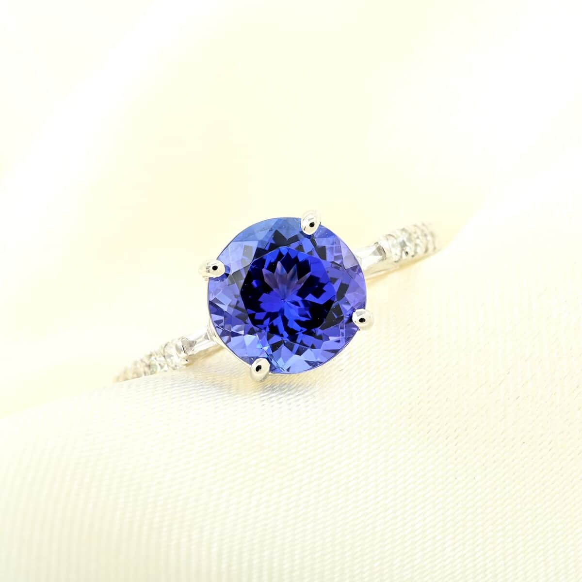 Certified & Appraised Rhapsody 950 Platinum AAAA Tanzanite, Diamond (E-F, VS) (0.20 cts) Ring (Size 5.0) (4.70 g) 2.75 ctw image number 1