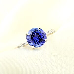Certified & Appraised Rhapsody 950 Platinum AAAA Tanzanite, Diamond (E-F, VS) (0.20 cts) Ring (Size 5.0) (4.70 g) 2.75 ctw