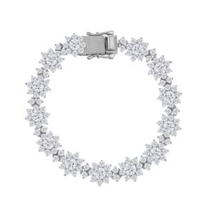 Moissanite Floral Bracelet in Platinum Over Sterling Silver (7.25 In) 14.35 ctw