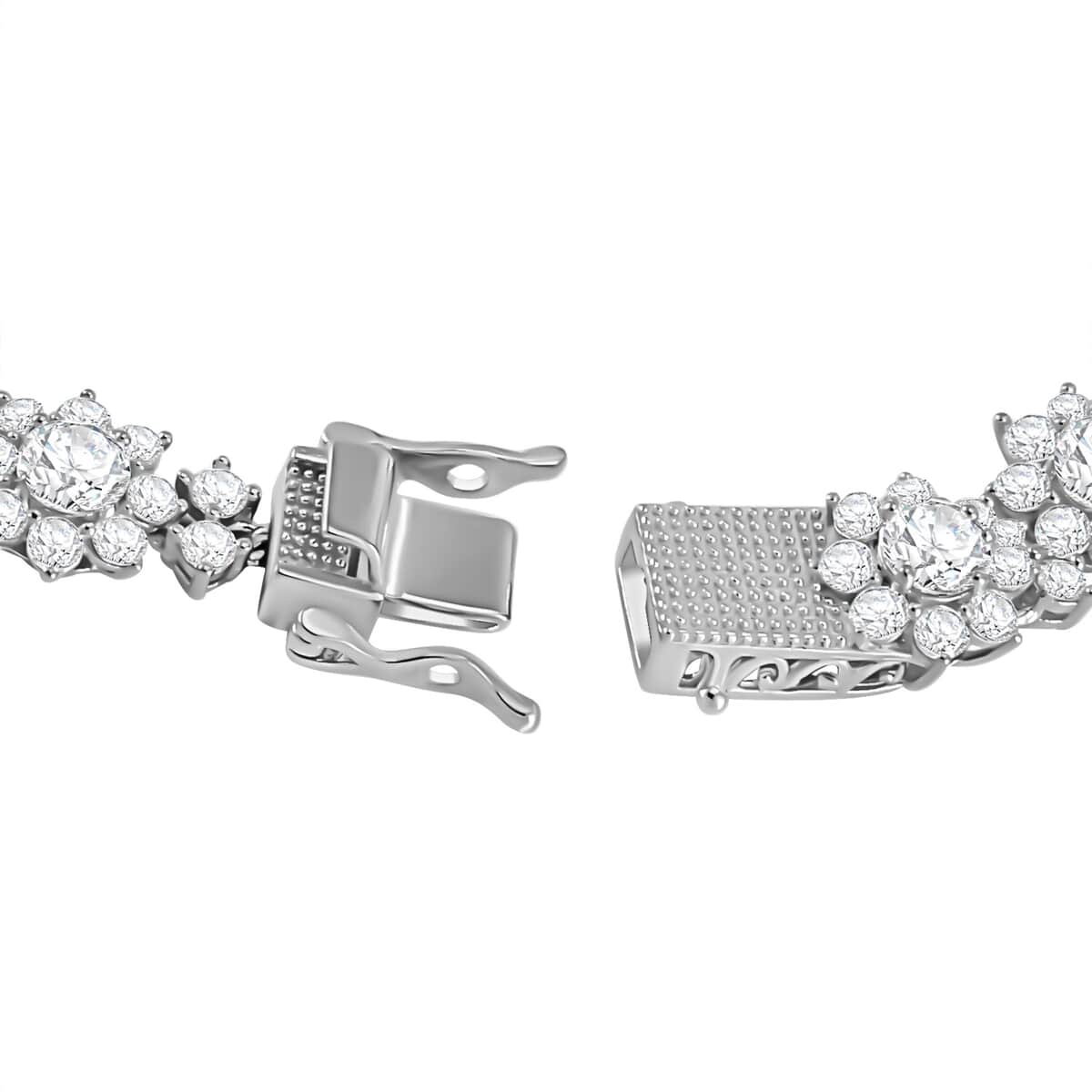 Moissanite Floral Bracelet in Platinum Over Sterling Silver (7.25 In) 14.35 ctw image number 2