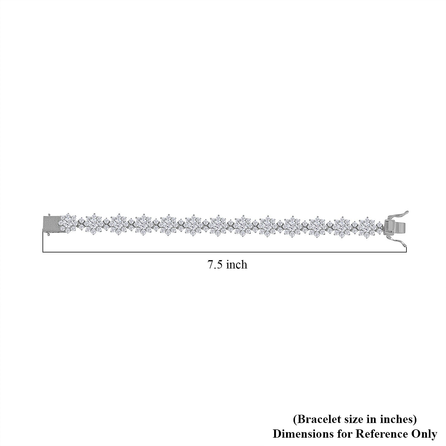 Moissanite Floral Bracelet in Platinum Over Sterling Silver (7.25 In) 14.35 ctw