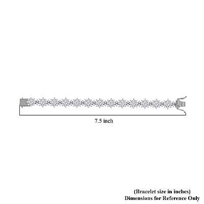 Moissanite Floral Bracelet in Platinum Over Sterling Silver (7.25 In) 14.35 ctw