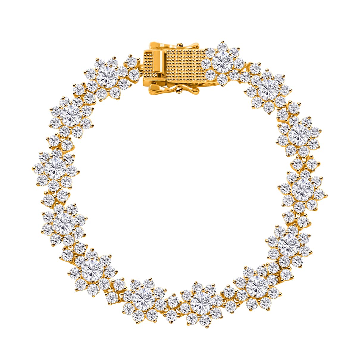 Moissanite Floral Bracelet in Vermeil Yellow Gold Over Sterling Silver (7.25 In) 14.35 ctw image number 0