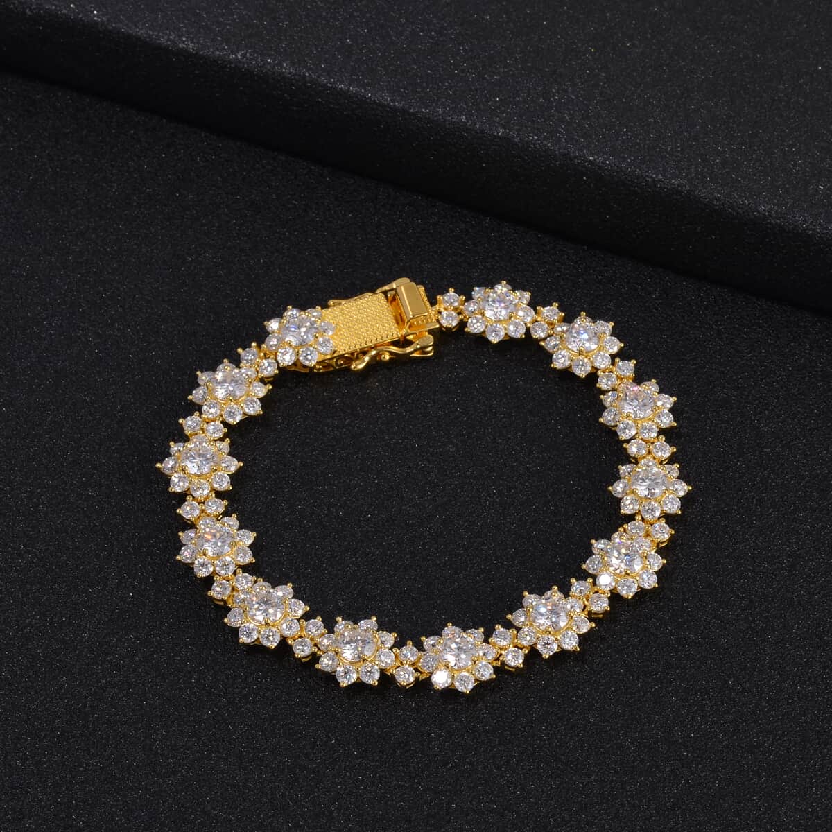 Moissanite Floral Bracelet in Vermeil Yellow Gold Over Sterling Silver (7.25 In) 14.35 ctw image number 1