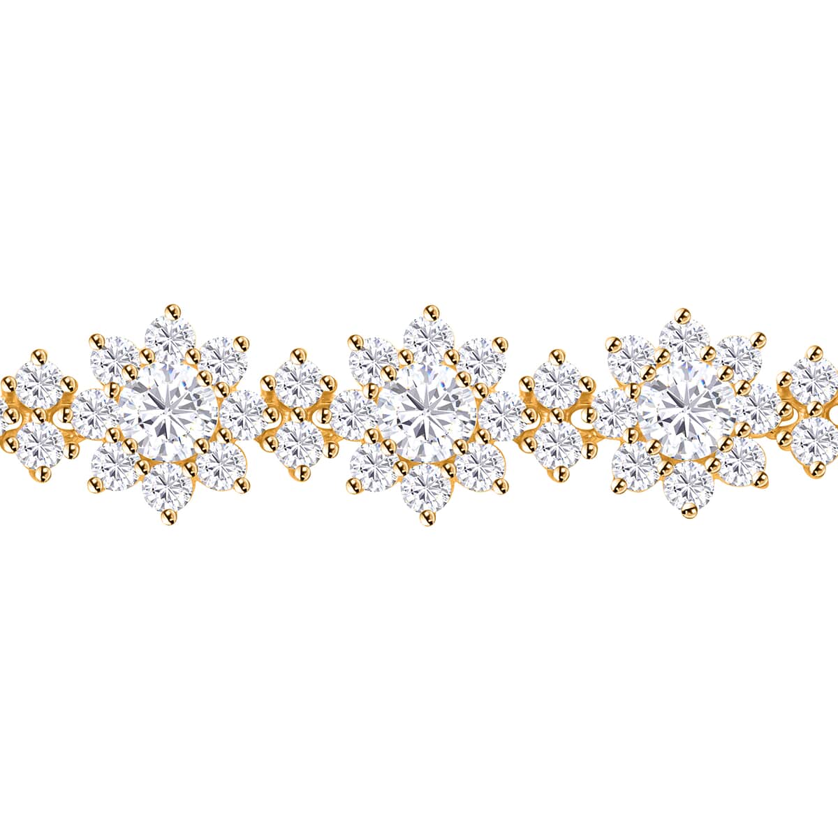 Moissanite Floral Bracelet in Vermeil Yellow Gold Over Sterling Silver (7.25 In) 14.35 ctw image number 2