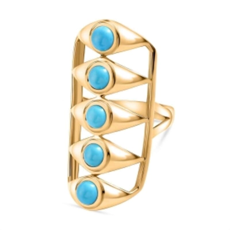 Sleeping Beauty Tourqoice 2.48 ctw Ring in Vermeil Yellow Gold Over Sterling Silver (Size 6.5)