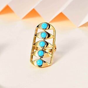 Sleeping Beauty Tourqoice 2.48 ctw Ring in Vermeil Yellow Gold Over Sterling Silver (Size 6.5)