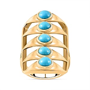 Sleeping Beauty Tourqoice 2.48 ctw Ring in Vermeil Yellow Gold Over Sterling Silver (Size 6.5)