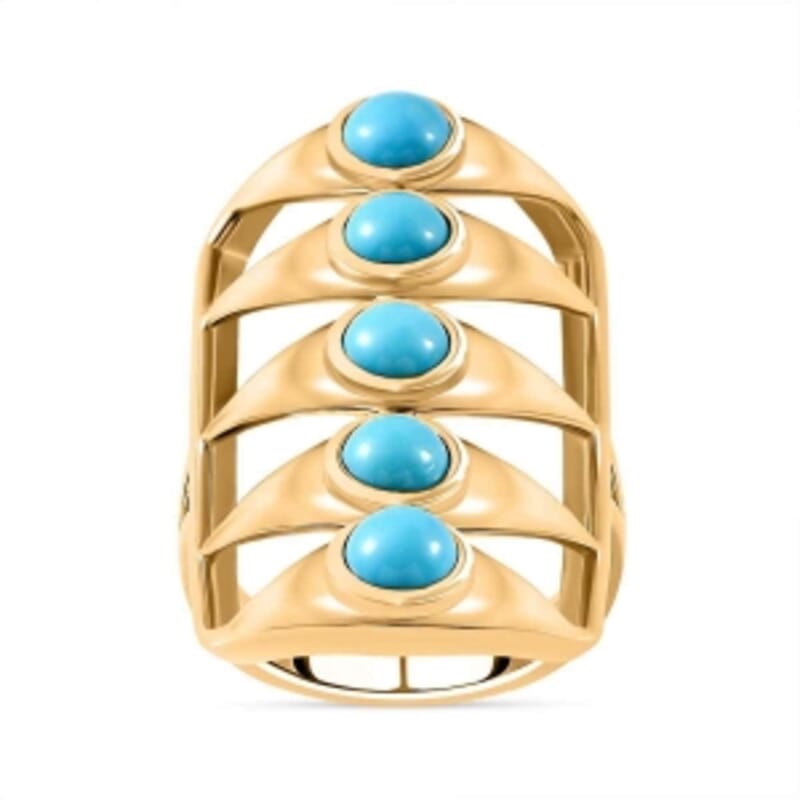 Sleeping Beauty Tourqoice 2.48 ctw Ring in Vermeil Yellow Gold Over Sterling Silver (Size 6.5)