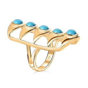Sleeping Beauty Tourqoice 2.48 ctw Ring in Vermeil Yellow Gold Over Sterling Silver (Size 6.5)
