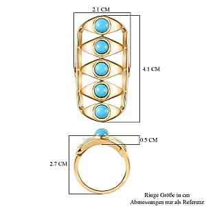 Sleeping Beauty Tourqoice 2.48 ctw Ring in Vermeil Yellow Gold Over Sterling Silver (Size 6.5)