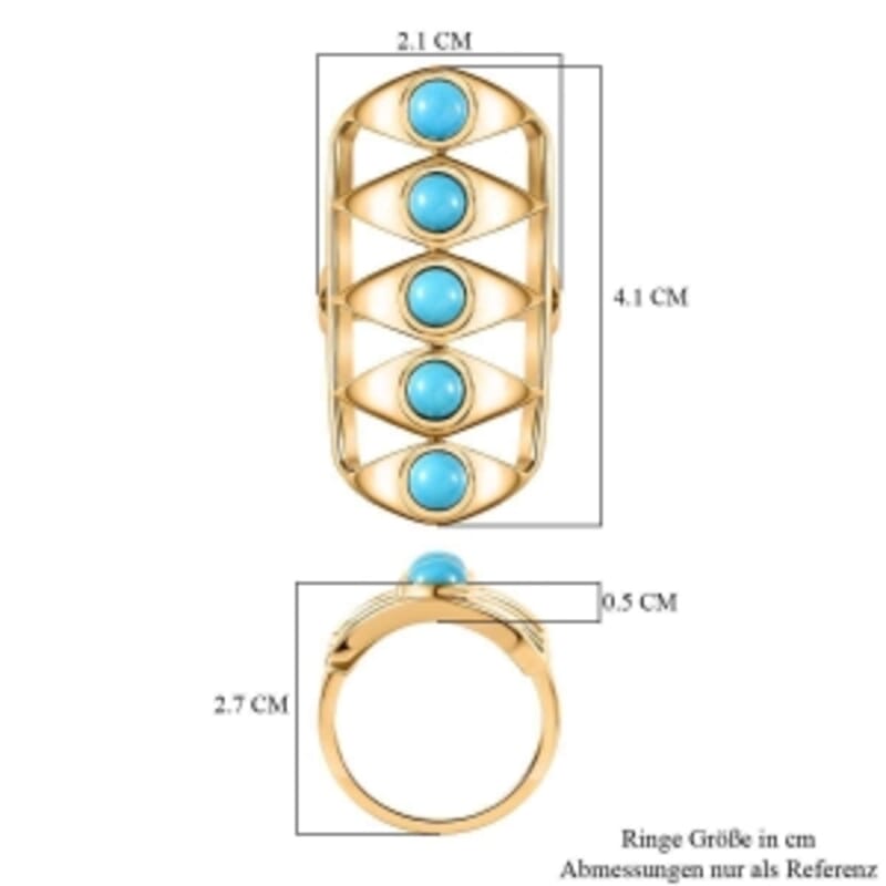 Sleeping Beauty Tourqoice 2.48 ctw Ring in Vermeil Yellow Gold Over Sterling Silver (Size 6.5)