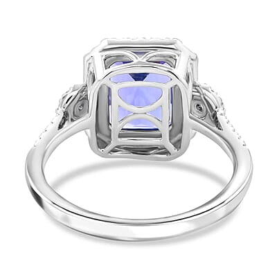 Certified & Appraised Rhapsody AAAA Tanzanite and E-F VS Diamond 4.10 ctw Ring in 950 Platinum (Size 10.0) 6.35 Grams