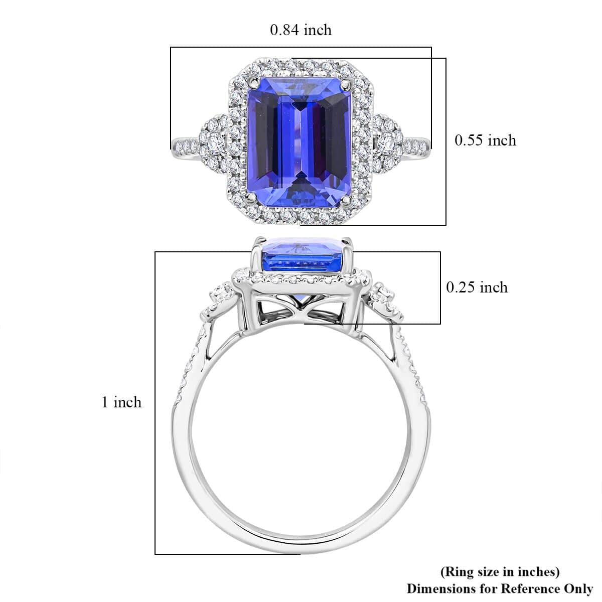 Certified & Appraised Rhapsody 950 Platinum AAAA Tanzanite and E-F VS Diamond Ring (Size 10.0) 6.35 Grams 4.10 ctw image number 5