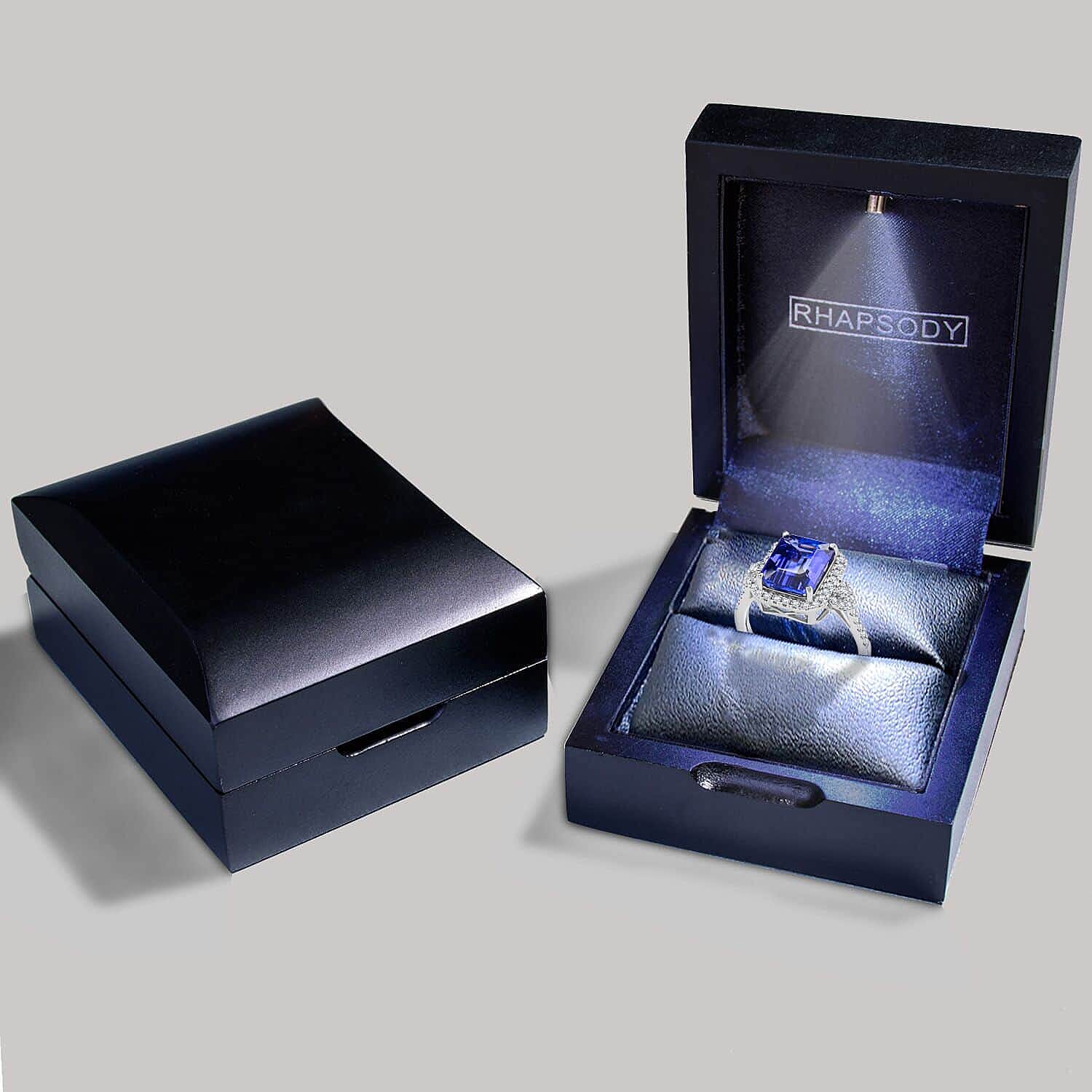 Certified & Appraised Rhapsody AAAA Tanzanite and E-F VS Diamond 4.10 ctw Ring in 950 Platinum (Size 10.0) 6.35 Grams