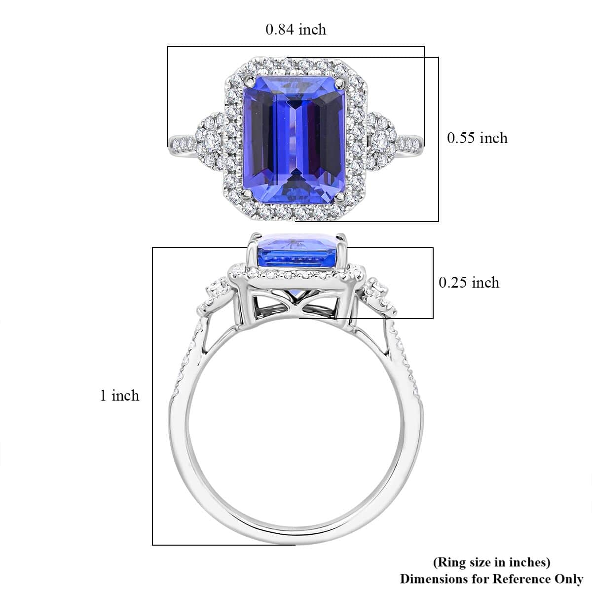Certified & Appraised Rhapsody 950 Platinum AAAA Tanzanite and E-F VS Diamond Ring (Size 7.0) 6.35 Grams 4.10 ctw image number 5