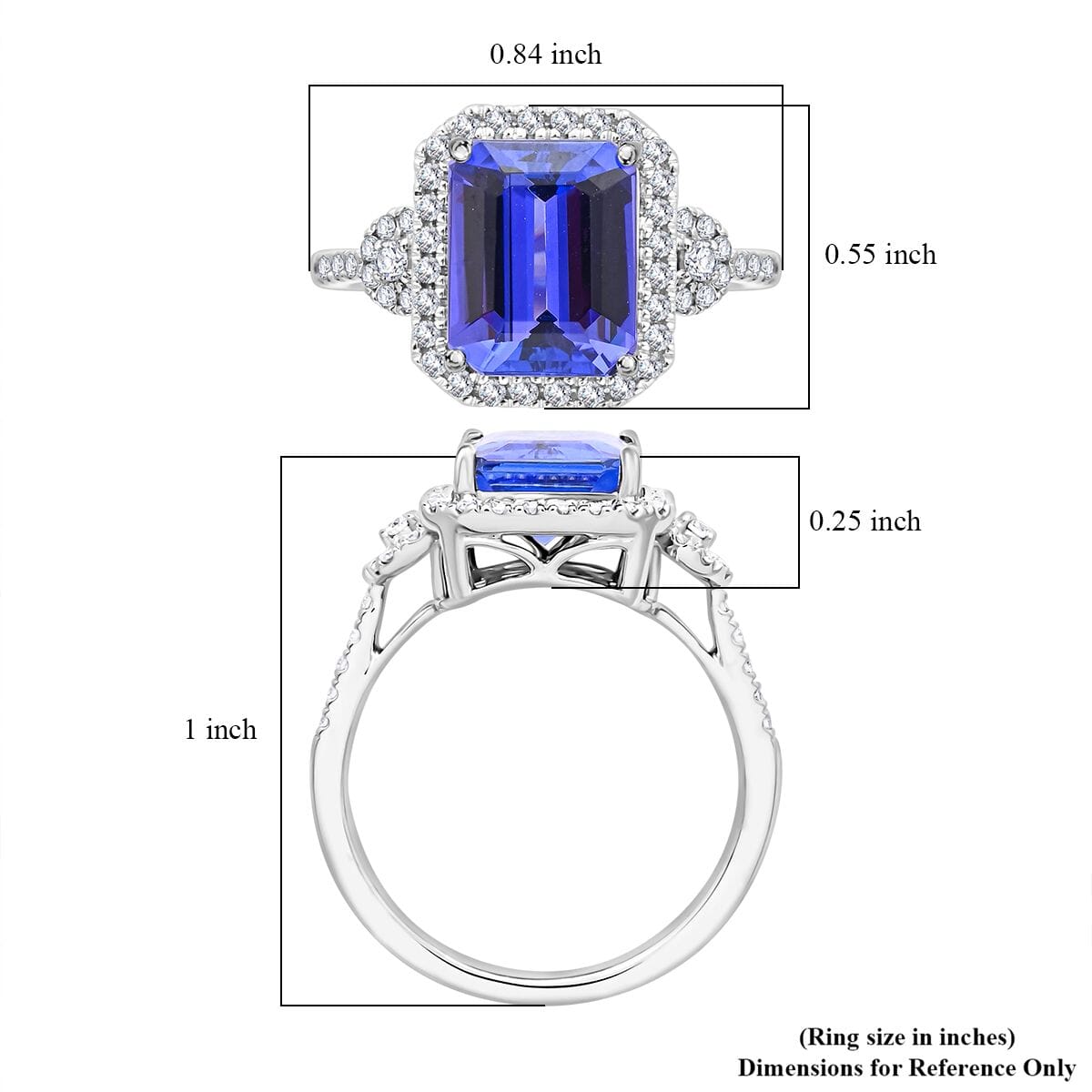 Certified & Appraised Rhapsody AAAA Tanzanite and E-F VS Diamond 4.10 ctw Ring in 950 Platinum (Size 8.0) 6.35 Grams image number 5