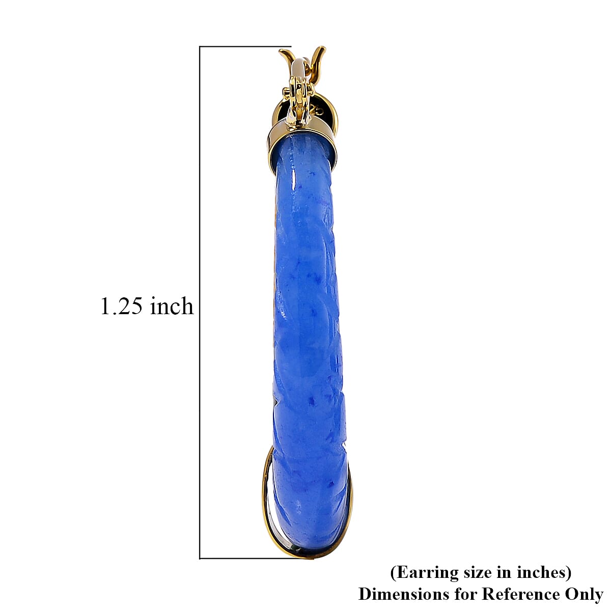 Blue and Black Jade (D) 104.00 ctw Hoop Earrings in Vermeil Yellow Gold Over Sterling Silver image number 4